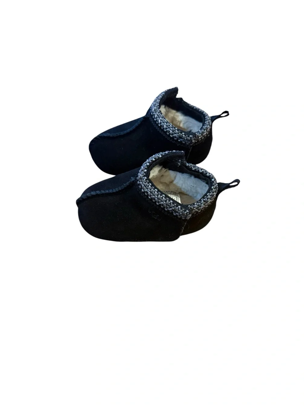 UGG Kids Black Cozy Slip-On Slippers with Shearling Collar
